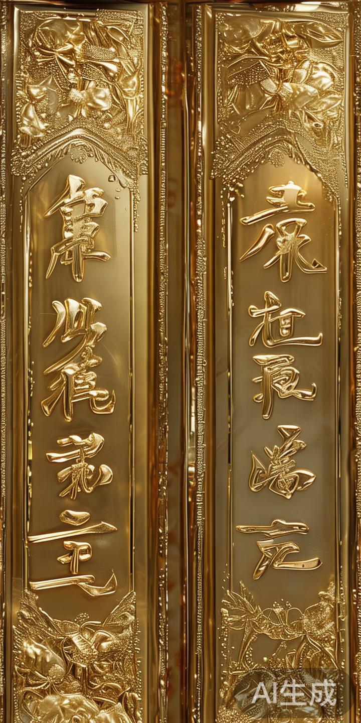 在字体选择上，设计师倾向于采用金色篆书或行书，配以