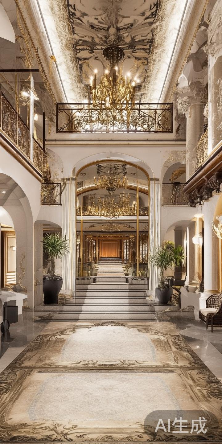 上葡京赌场内部装潢豪华典雅，采用大量金色与红色元素